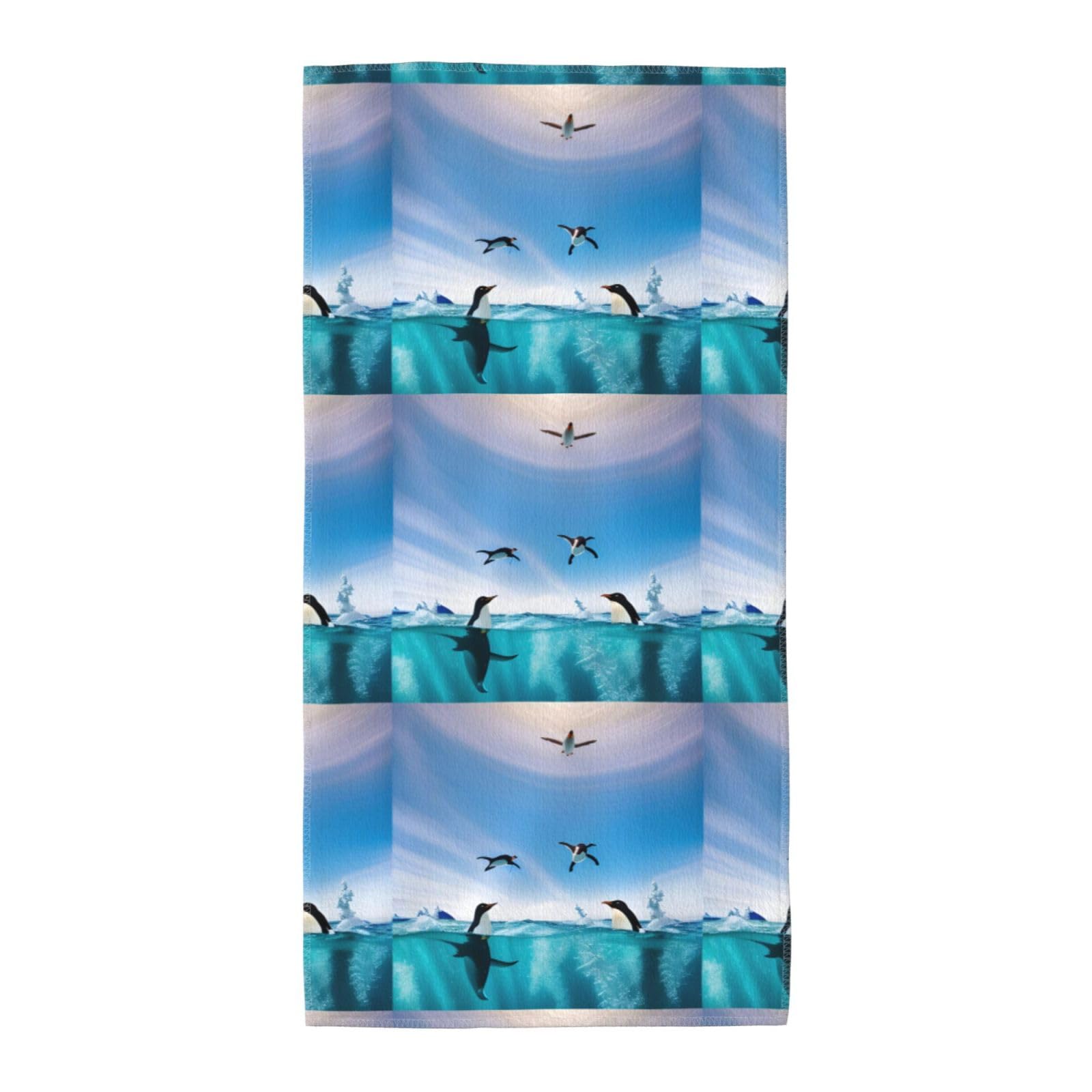 WYCZHY Happy Penguin In The Water Printed Quick Dry Beach Towel For Camping Travel Vacation
