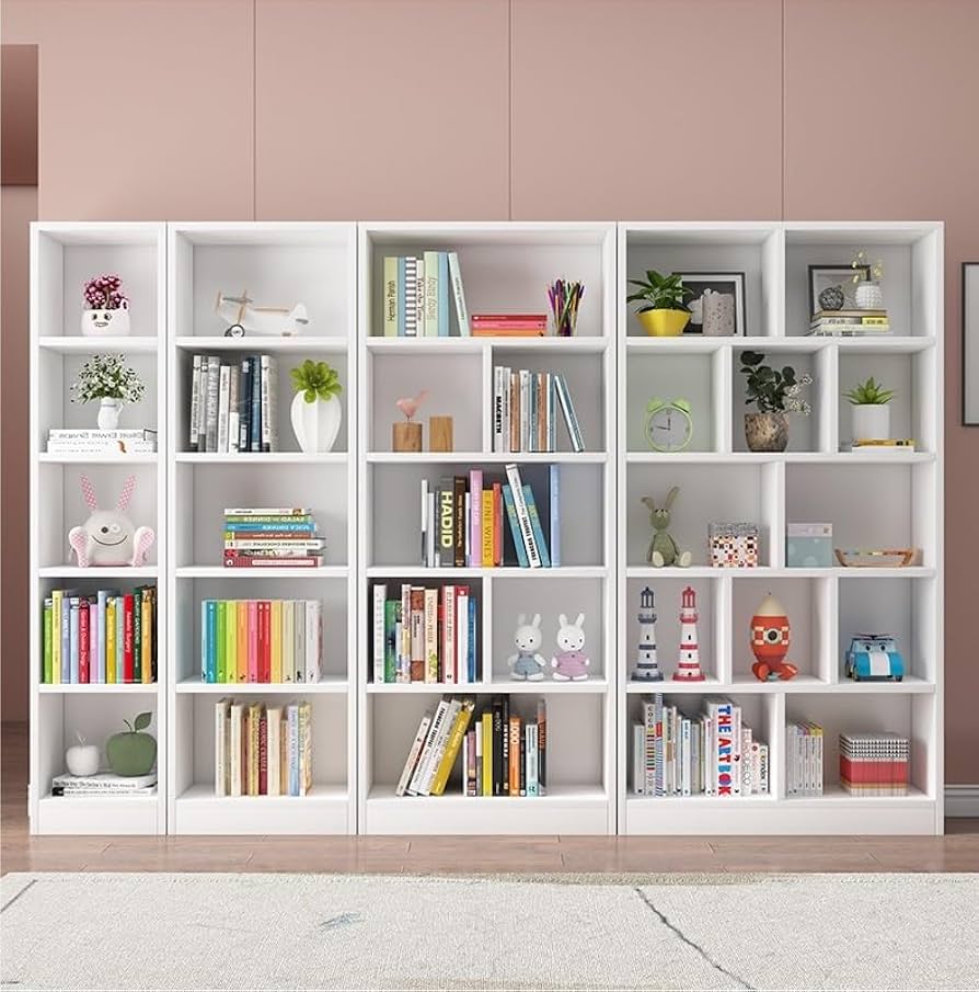 ④本棚 Amazon.co.jp: 階層型収納を備えたモダンな自立型無垢材本棚