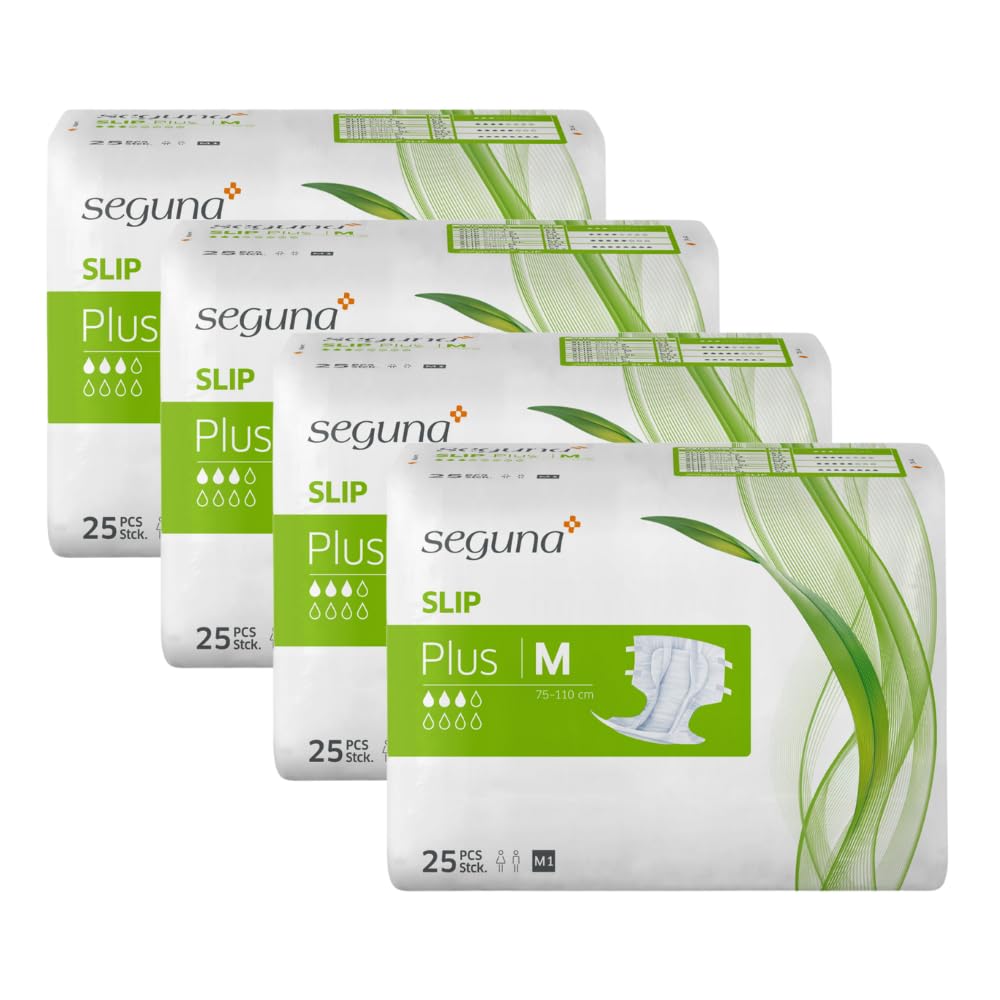 SEGUNA Slip Plus, Inkontinenz Windeln für Erwachsene, Frauen, Männer, Windeln bei mittlerer Blasenschwäche, Stuhlinkontinenz (M (Sparpaket 4 x 25 Stück))