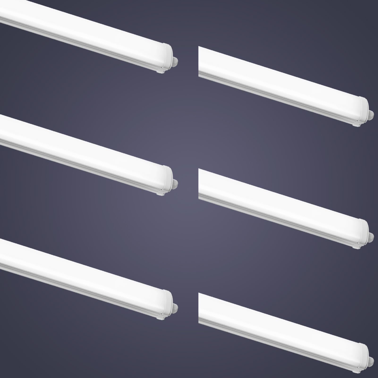 Viugreum 6 Pack 40w Led Batten Light 4Ft 4800lm Tube Light IP65 Waterproof Cold White 6500k Integrated Design for Kitchen, Bathroom, Shop, Basement, Warehouse, Shed