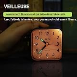 Azyh Réveil analogique, Silencieux, sans tic-tac, avec lumière, répétition, Fonctionne avec Piles, Alarme Forte, Lumineux, Horloge Portable, Petite Horloge de Voyage silencieuse pour dormeur Profond - 3
