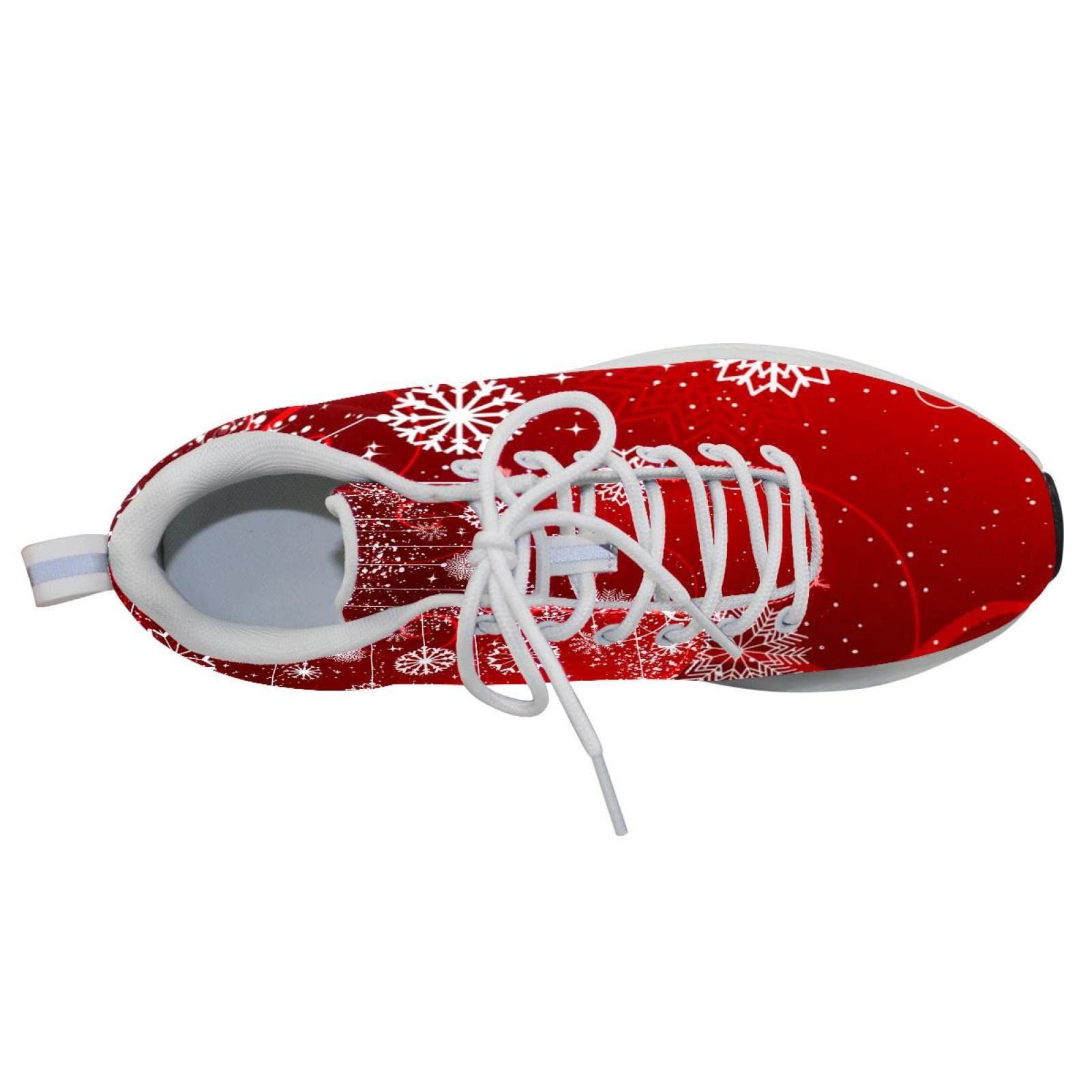 Scarpe da ginnastica uomo personalizzate Scarpe da passeggio leggere Running Athletic Casual Sneakers Rosso Natale Inverno Astratto Fiocchi di neve modello, Multicolore, 42 EU
