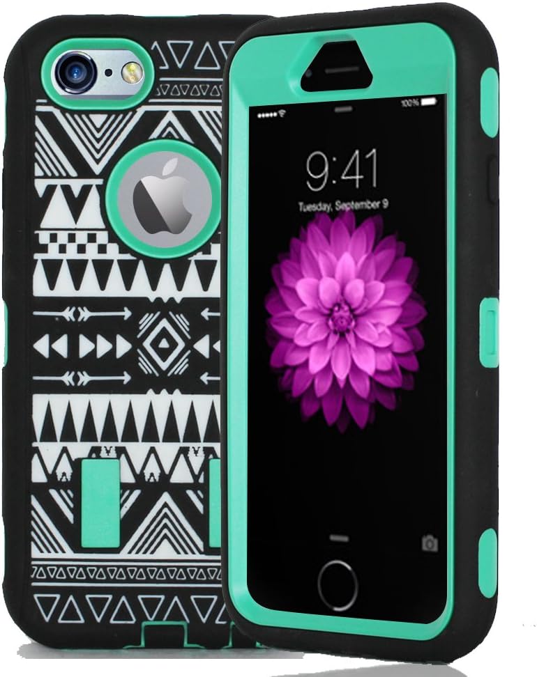 iPhone 6 Case - Tribal Hybrid Dual Layer Armor Defender Full Body Protective PC Box Case Cover for iPhone 6 4.7-inch with 1 Screen Protector (Green)