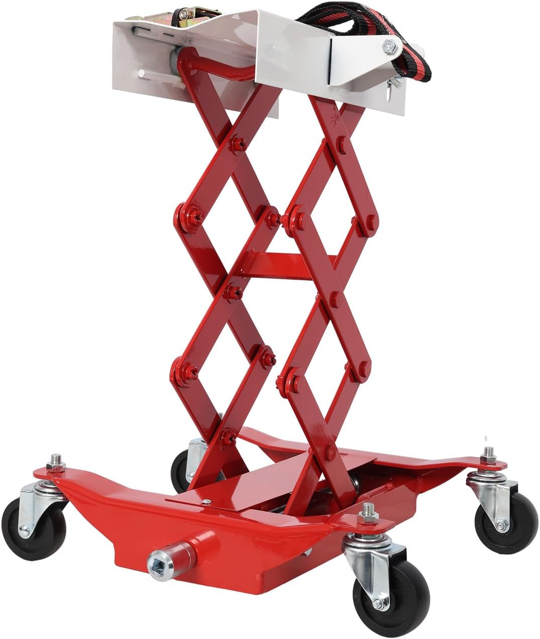 Low Lift Transmission Jack, with Nylon Safety Strap, Used for Transmissions on Smaller Vehicles, 450 Lbs