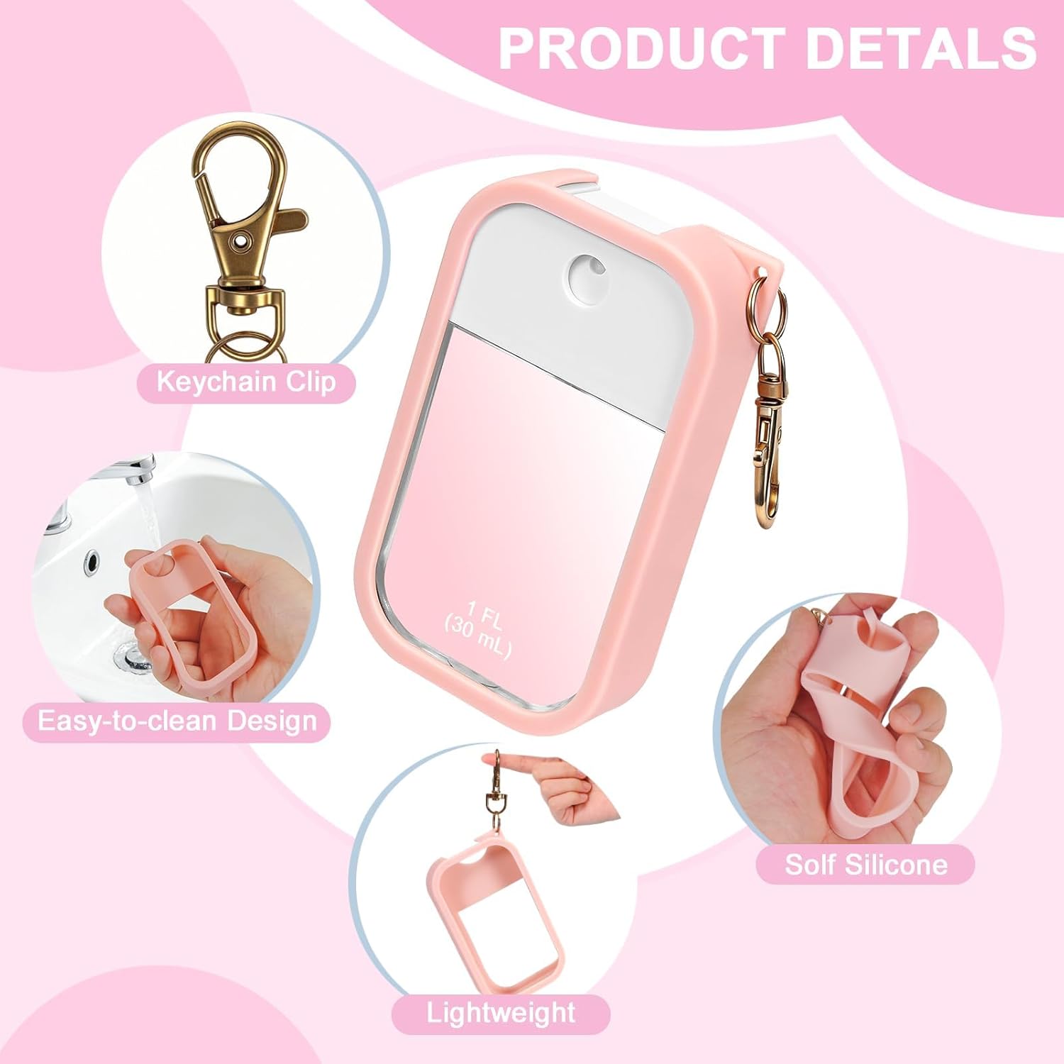 5 Pack Hand Sanitizer Spray Case with Keychain Compatible 5 Pack Hand Sanitizer Spray Case with Keychain Compatible