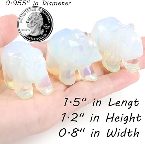 Miniatura 3 de QINJIEJIE Opalita Elefante Cristales de la Suerte Elefante Decoración de Bolsillo Estatua de Cristal Piedra Lunar Piedras Guardián Estatuilla de