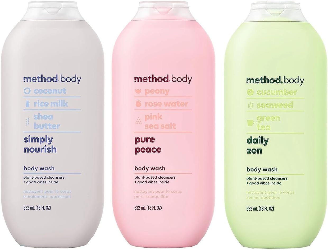 Body Wash Variety Pack - 3 Scents - Simply Nourish, Pure Peace And Daily Zen - 18 Fl Oz Each