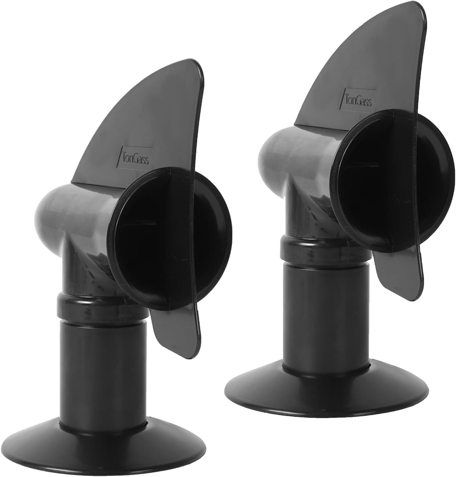 Rotating RV Sewer Vent Cover - Wind-Powered Cover Draws Holding Tank Odors Out - Rotates 360 Degrees - Easy to Install Includes Mounting Hardware (2, Black)