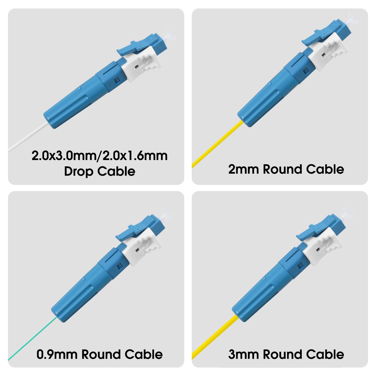 Confezione da 20 connettori rapidi monomodali LC/UPC, adattatore rapido meccanico a bassa perdita per reti FTTH e CATV