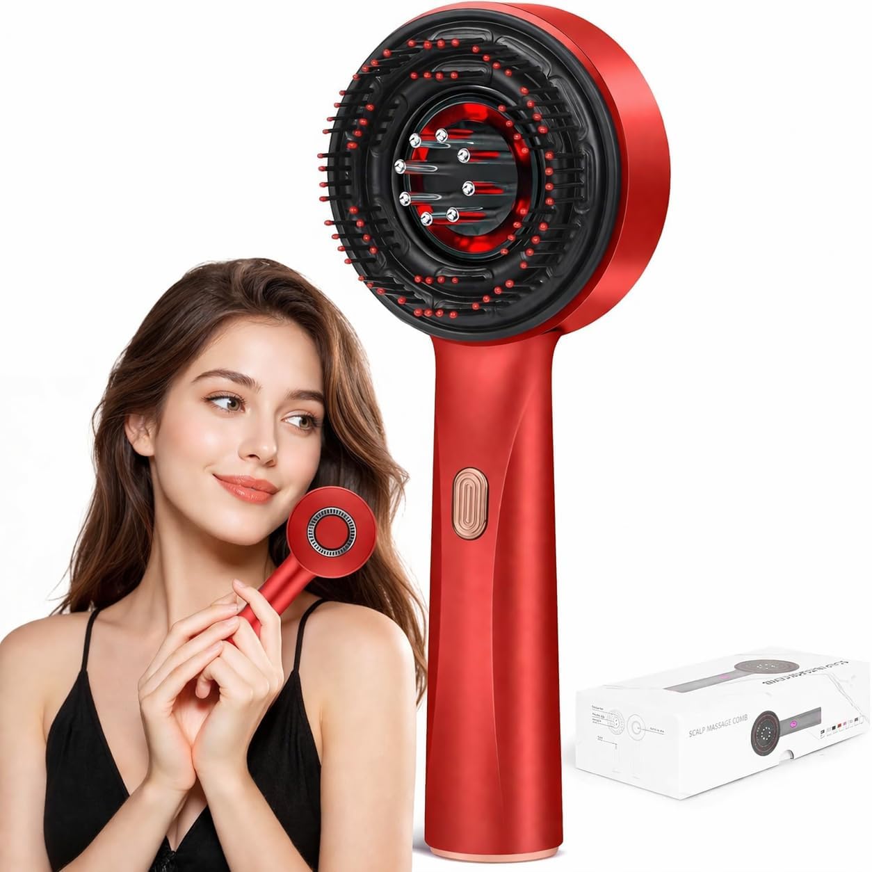 Effora's 3-1 Red Light Therapy Scalp Massager | Premium Head Massager for Scalp with 2 In 1 Oil Massage Comb for Hair Growth electrical | Hair & Head Relaxation at Home | Shiatsu Massage for Hair Growth/Stress Relax | Electric Handheld Massagers-image-34