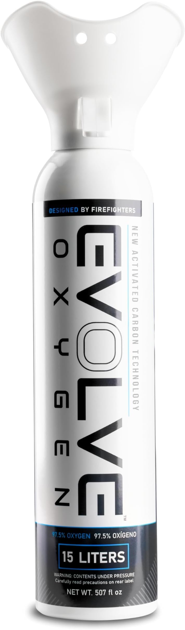 EVOLVE 15-Liter Pure Oxygen Canister with Breathing Cup | Portable Oxygen Can | Ideal for Home Use and Outdoor Activities | Designed by Firefighters | Made in The USA | Pack of 1