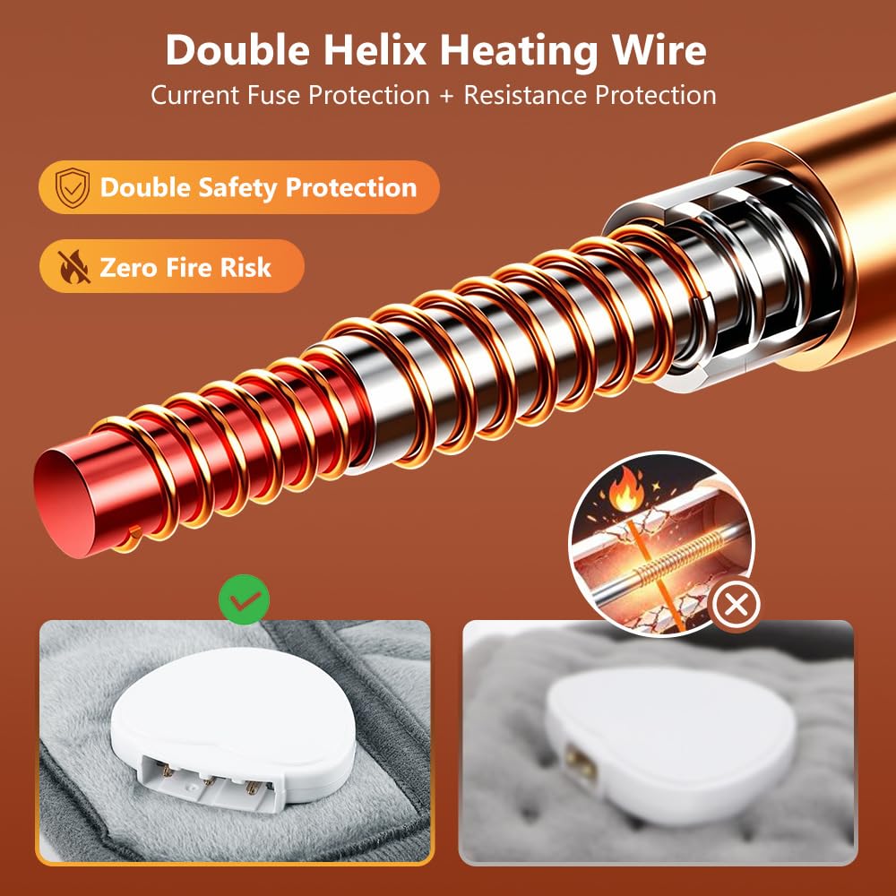 27 PCS Termoforo Elettrico,Cuscino Riscaldante Infrarossi Lontani Giada | con 9 livelli di temperatura e 4 impostazioni di temporizzazione, Heating Pad con telecomando digitale, per schiena lombare