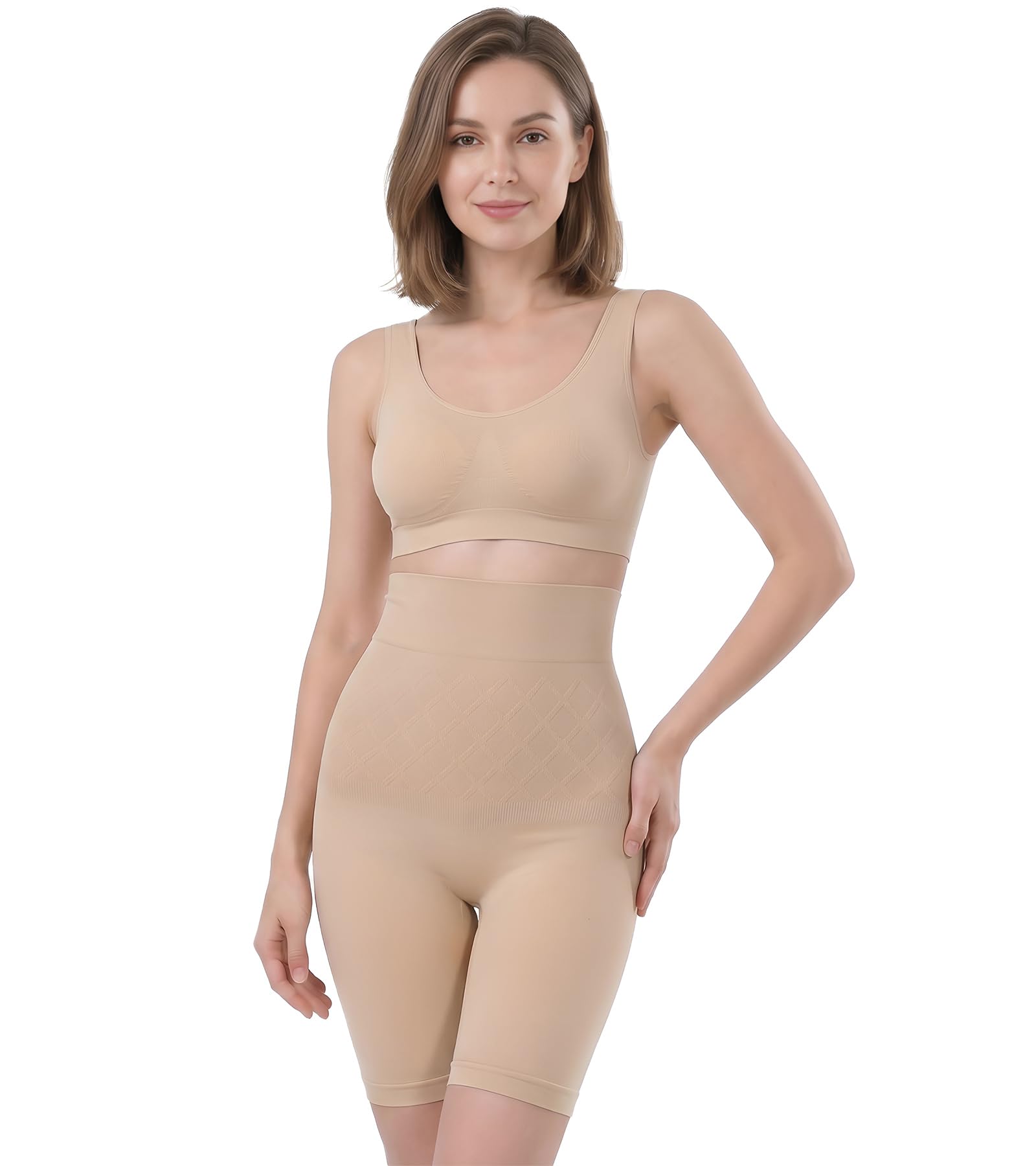 High Waisted Body Shaper Shorts Shapewear for Women Tummy Control Thigh Slimming Technology.| Free Size | (Skin Color)-image-23