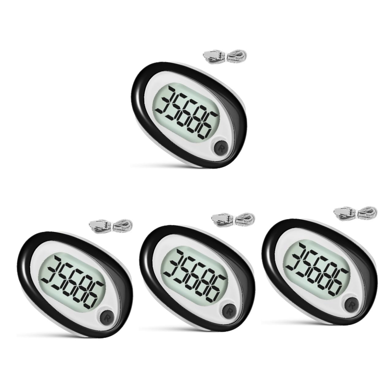 Abaodam Schrittzähler Theke zum Spazierengehen 3D Knöchel Schritte Sport Schalter Schlüssel Clips elektronisch für Lauftheke Wandern Spazierzähler Plastik Black