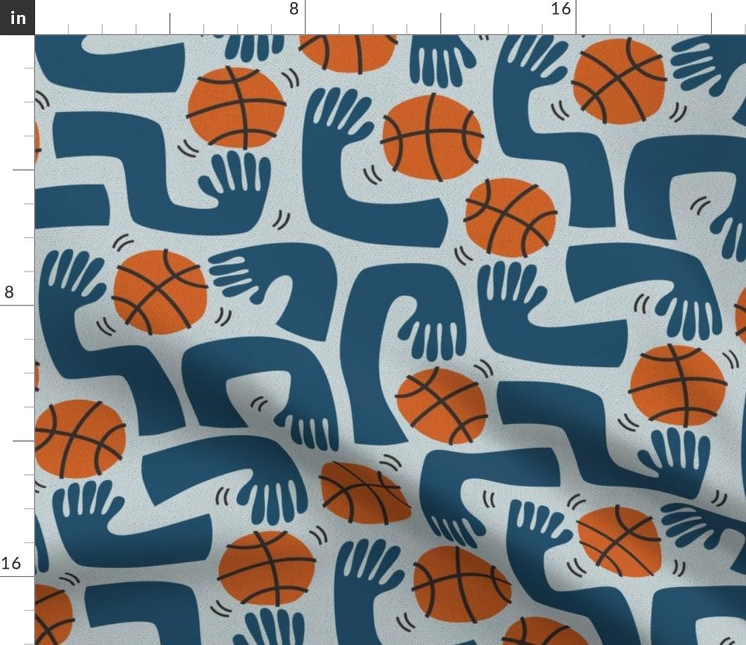 Spoonflower Fabric - Modern Basketball,Abstract Printed on Petal Cotton Fabric by The Yard - Sewing Quilting Apparel Crafts Decor