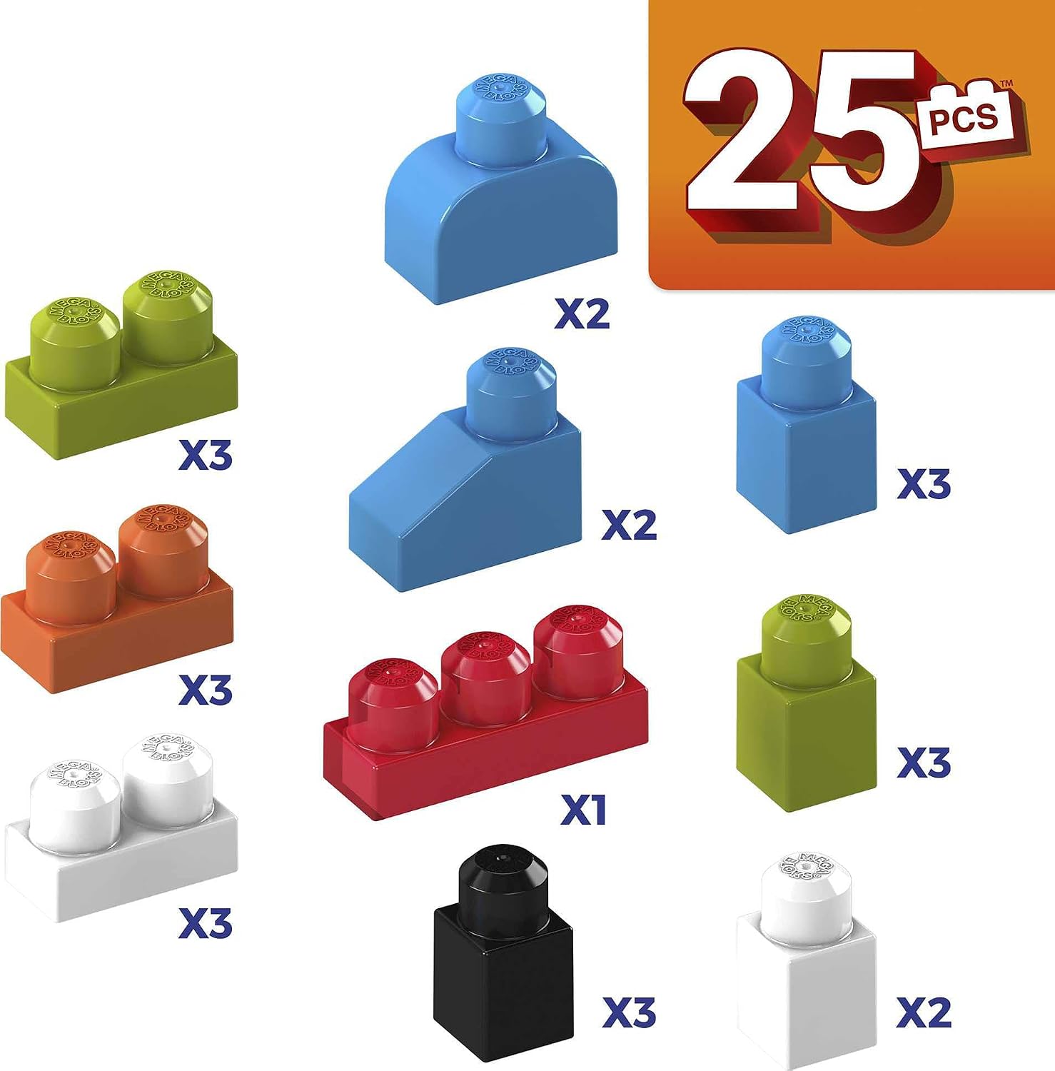 Mega Bloks First Builders Jolly Elephant with Big Building Blocks, Building Toys for Toddlers (25 Pieces)