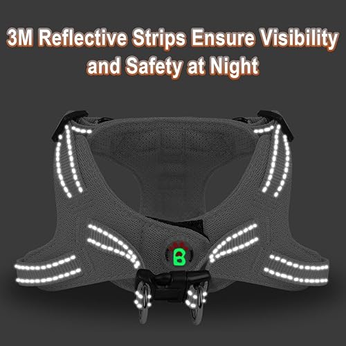 Miniatura 76 de Arnés para perro, arnés reflectante ajustable para cachorro, transpirable, suave para perros pequeños y medianos, gatos, rojo, S Negro