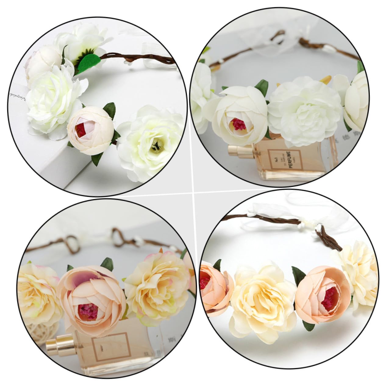 VICASKY 6 Pezzi Fascia Artigianale per Ragazze Coroncina Simulata Bianca e Arancione Accessorio per Matrimoni e Feste