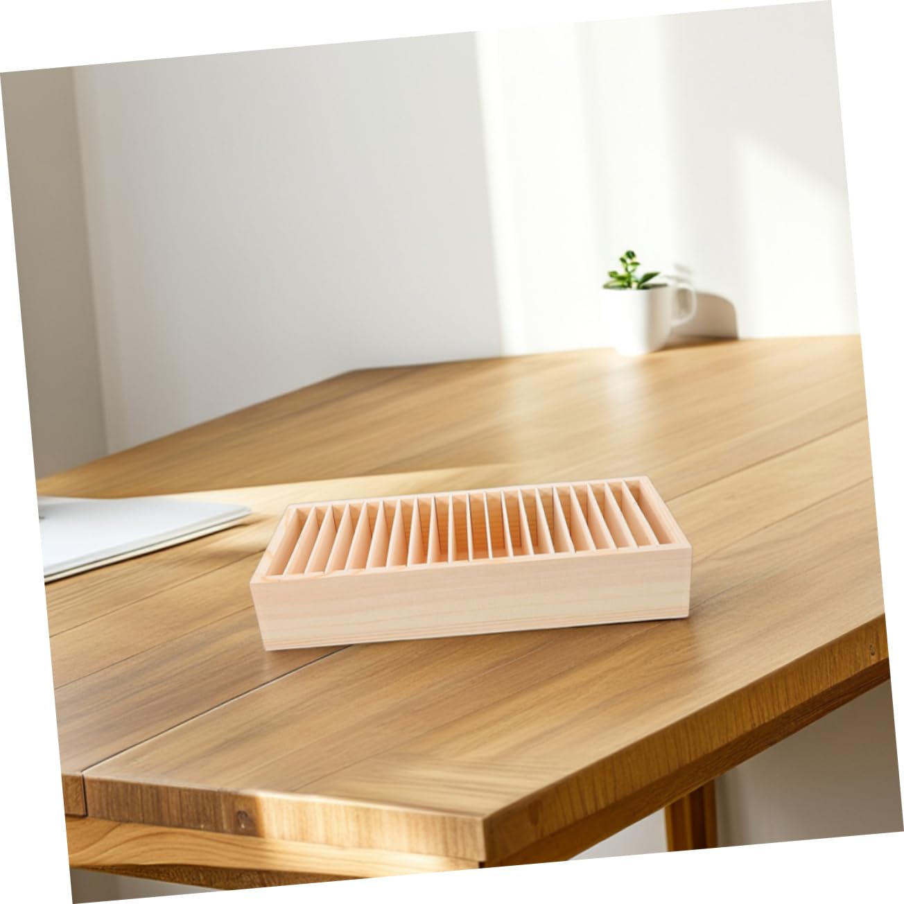 Hemobllo Scatola Porta Carte in Legno Multi-scomparto, 2 Pezzi Beige