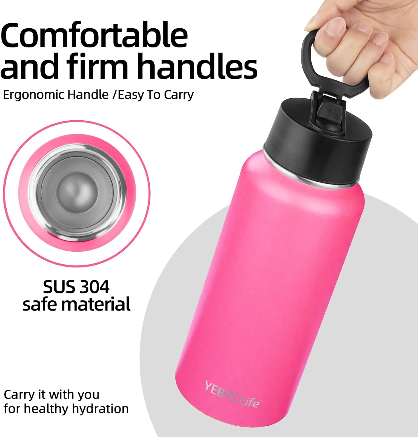 Insulated Water Bottle With Straw,32 oz Vacuum Insulated Stainless Steel Sports Water Flask,Keeps Cold and Hot,Metal Water Bottle Wide Mouth for Gym Travel Camping (Peach pink) - Image 4
