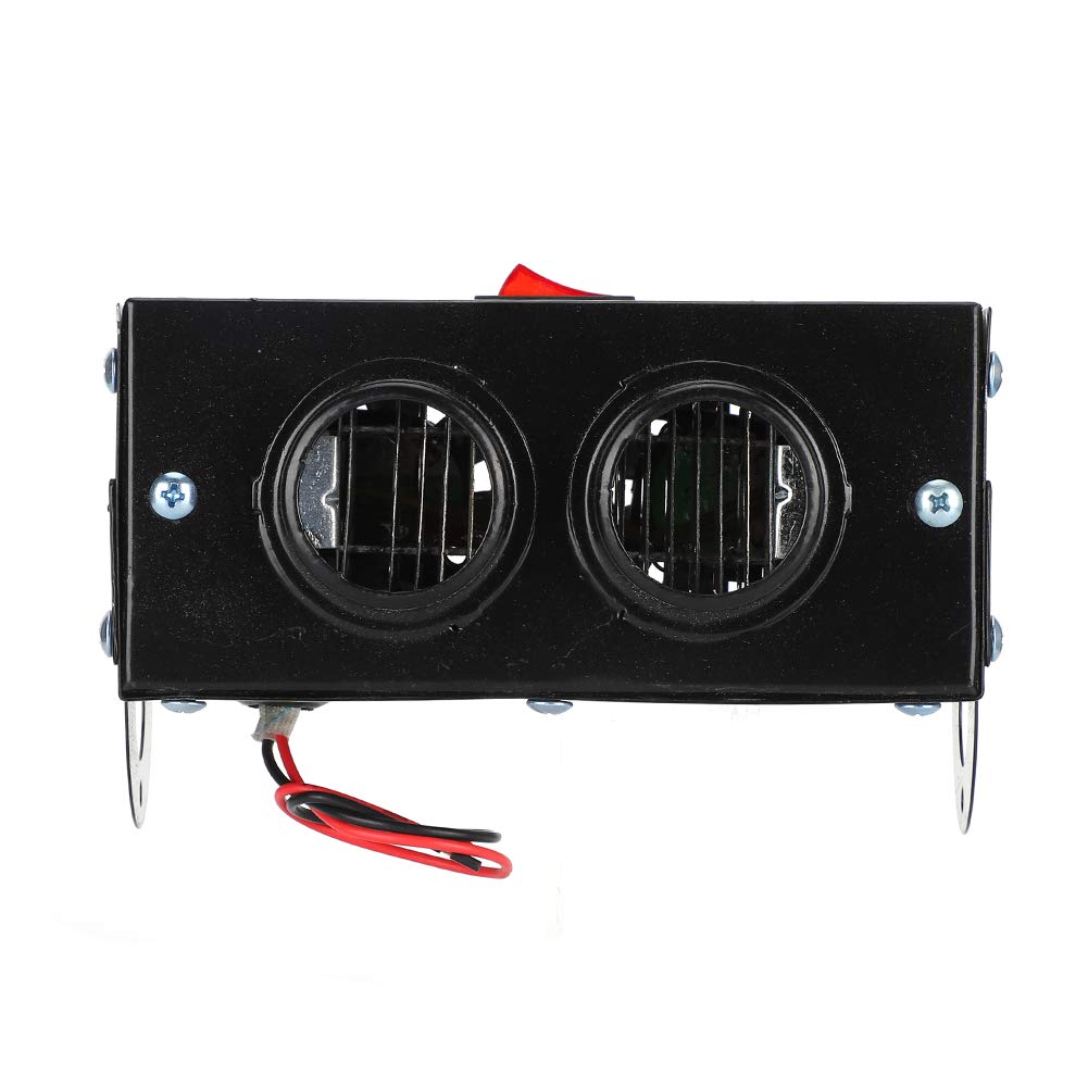 EBTOOLS Auto-Heizlüfter, 600W Wärmekühlventilator Auto Heizung Windschutzscheibenentfroster 12V/24V Portable Defroster Demister mit 2 Ausgangslöchern, 14.8 x 11.5 x 6.5 cm (24V)