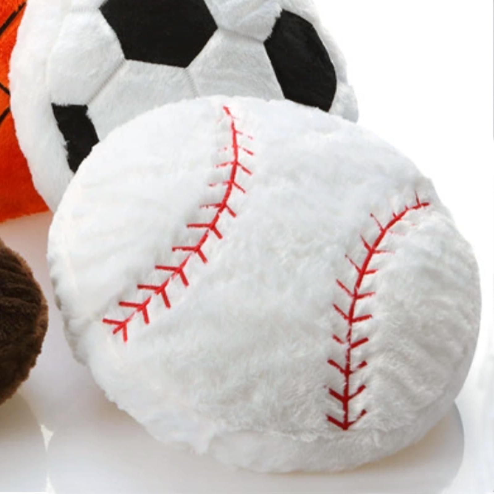 Plush Football/Basketball Cushion 1:1 Realistic Stuffed Soft Soccer Ball Toy Size 5 Fluffy Football Squishy Pillows Sleeping Hugging Pillow Gift for Kids Adult Sports Fans (Baseball-flat Cushion) - Image 2