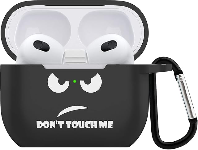 CACOE Silicone Case Compatible with AirPods 3rd Generation 2021, Protective Silicone Case with Carabiner Accessories, Shockproof Layer Cover, Black