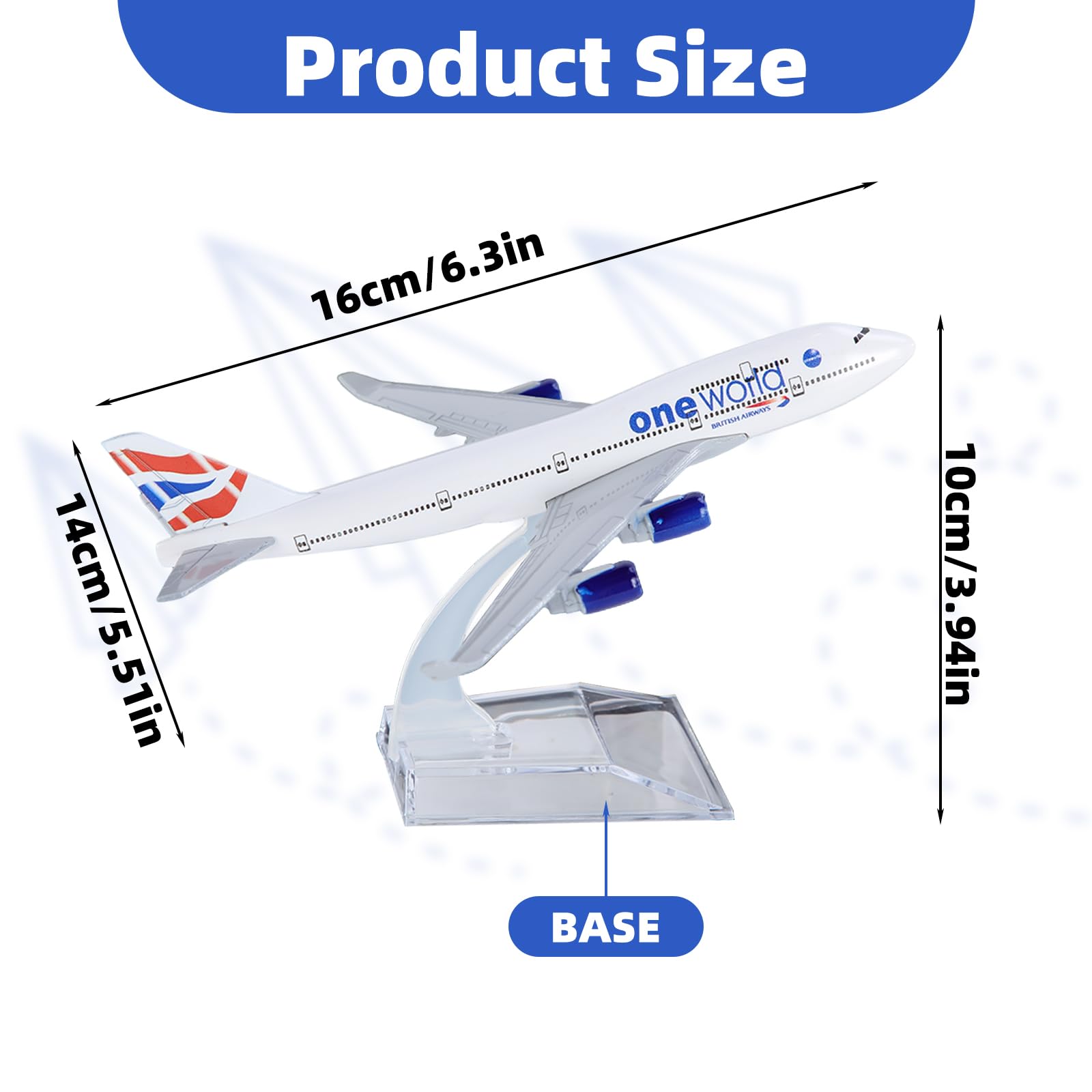 Nhemeylp Model Plane, 747 Airplane Model 1/400 Diecast British Airway Planes - Image 2
