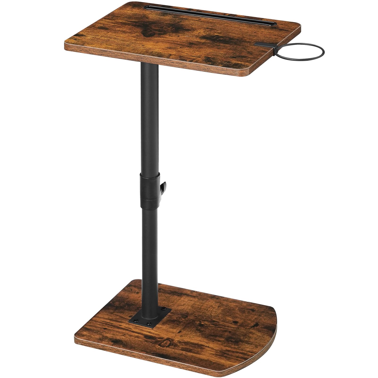 Table d'appoint en C pivotante HOOBRO meuble réglable marron rustique et noir de salon