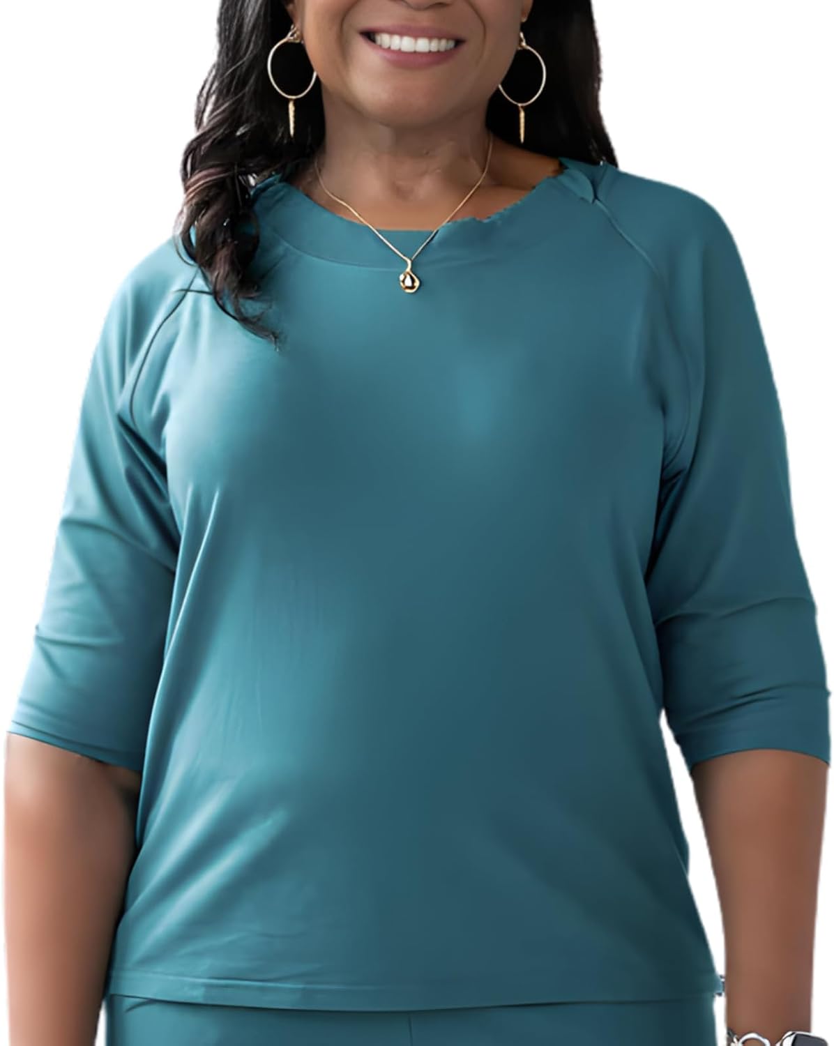 Women’s Adaptive Chemo Raglan Tee with Chest Port Zippers | Ultra-Soft Stretch Comfort Shirt