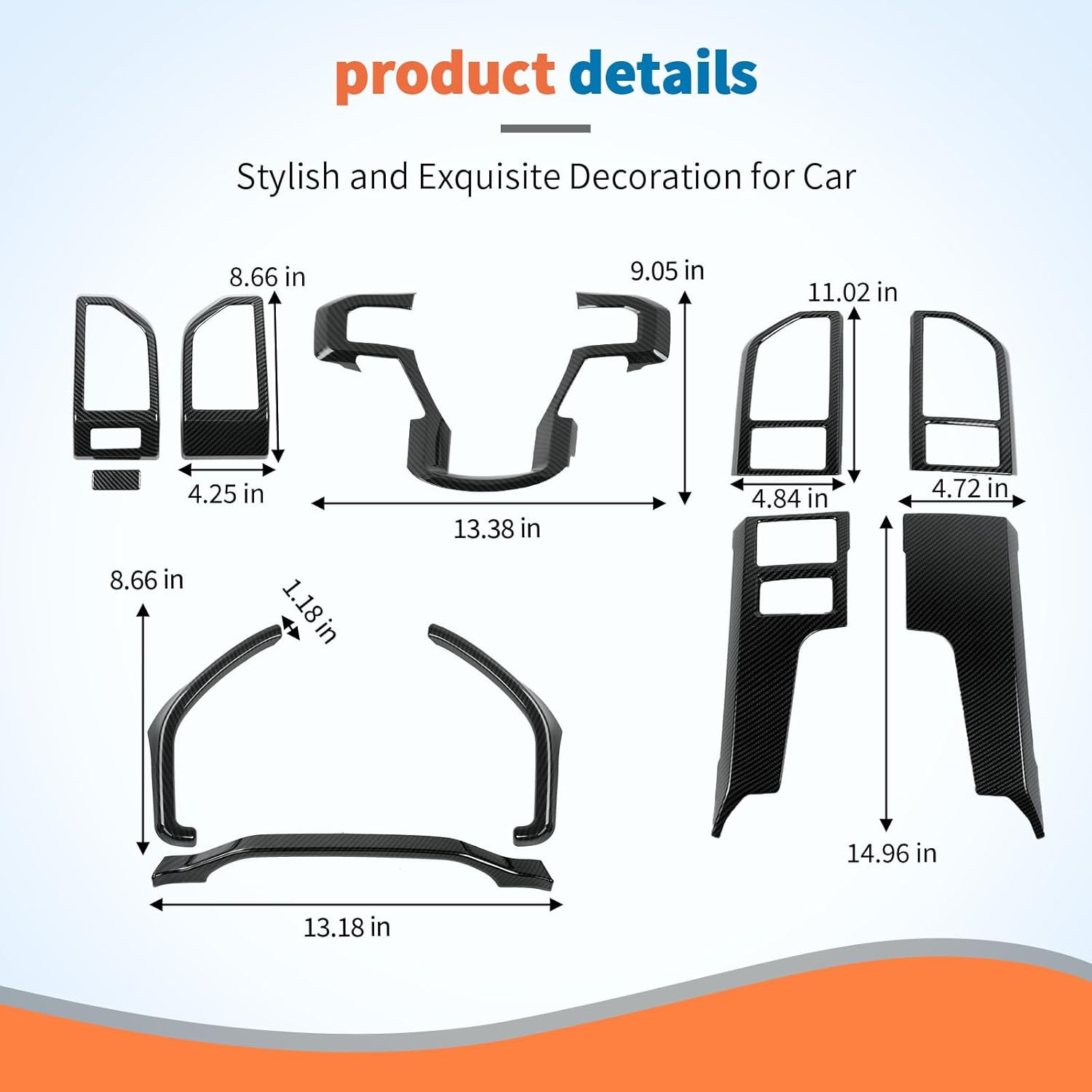 JeCar 11pcs Carbon Fiber Interior Trim Kit for 2015-2020 Ford F150 Interior Accessories