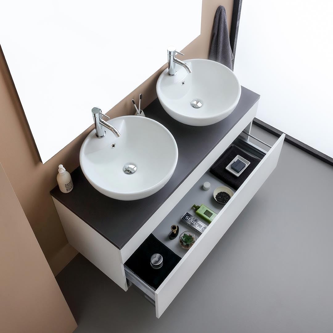 Kiamami Valentina - Mueble de baño bajo Lavabo 120cm Blanco con encimera Antracita, espejo120x110 | Sol