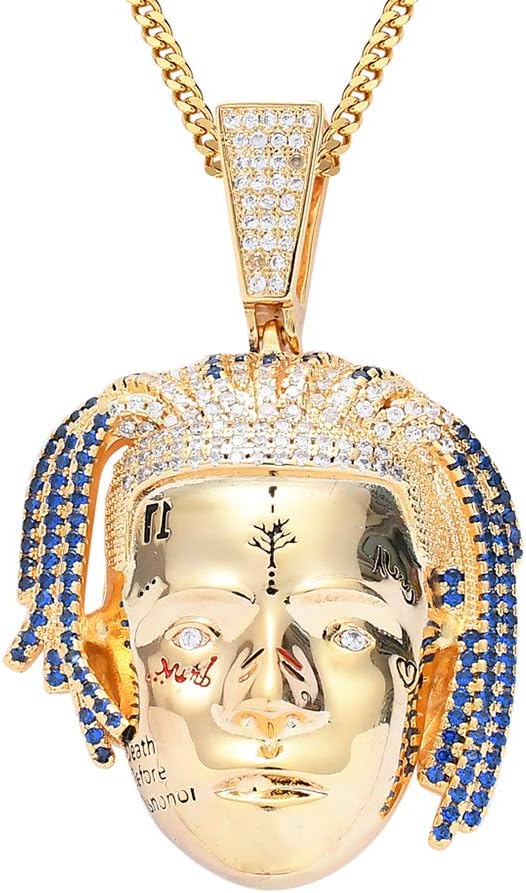 Hip-Hop Singer Xxxtentacion Avatar Memorial Pendant Personality Iced Out Cool Pendant Necklace Chain for Men Women