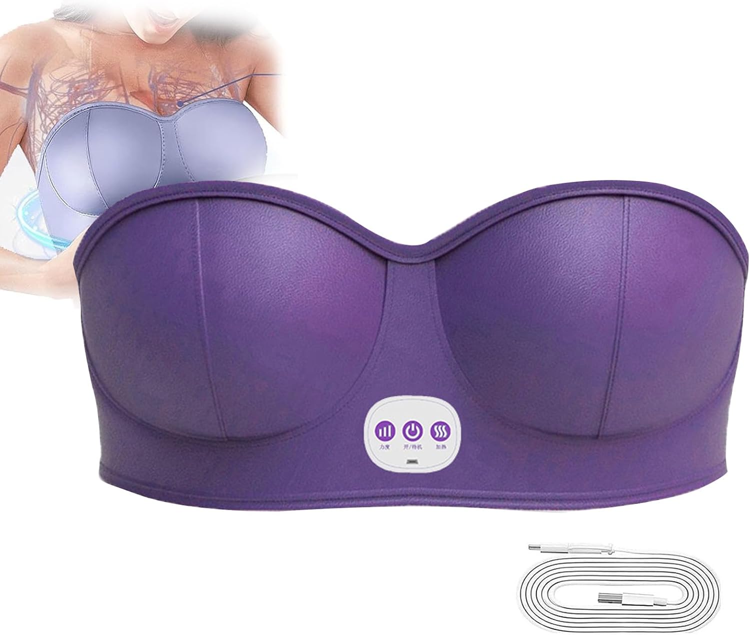 Electric Bust Massager, Breast Enhancer Massager Bra, USB