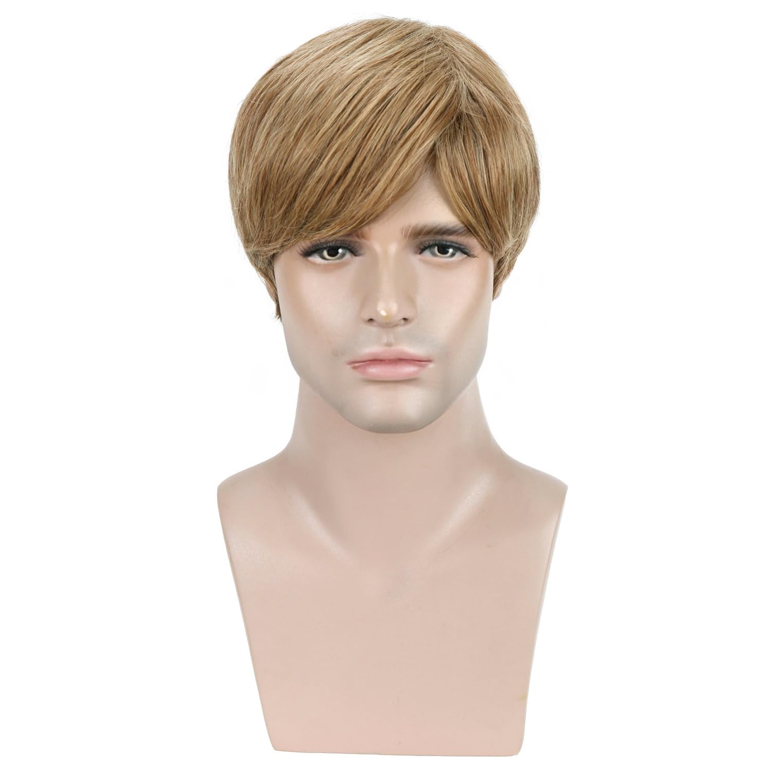BERON Mens Colorful Short Straight Wigs Boys Rainbow Heat Resistant Synthetic Wig Cosplay Costume Party Daily Wigs with Wig Cap