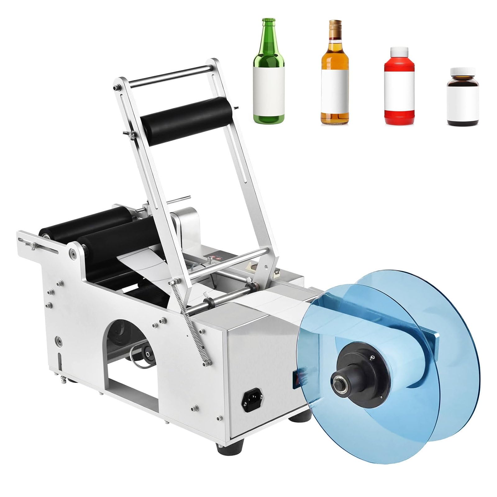 AETEREOS Semi-Automatic Round Bottle Labeling Machine, for Label Diameter 15~130mm