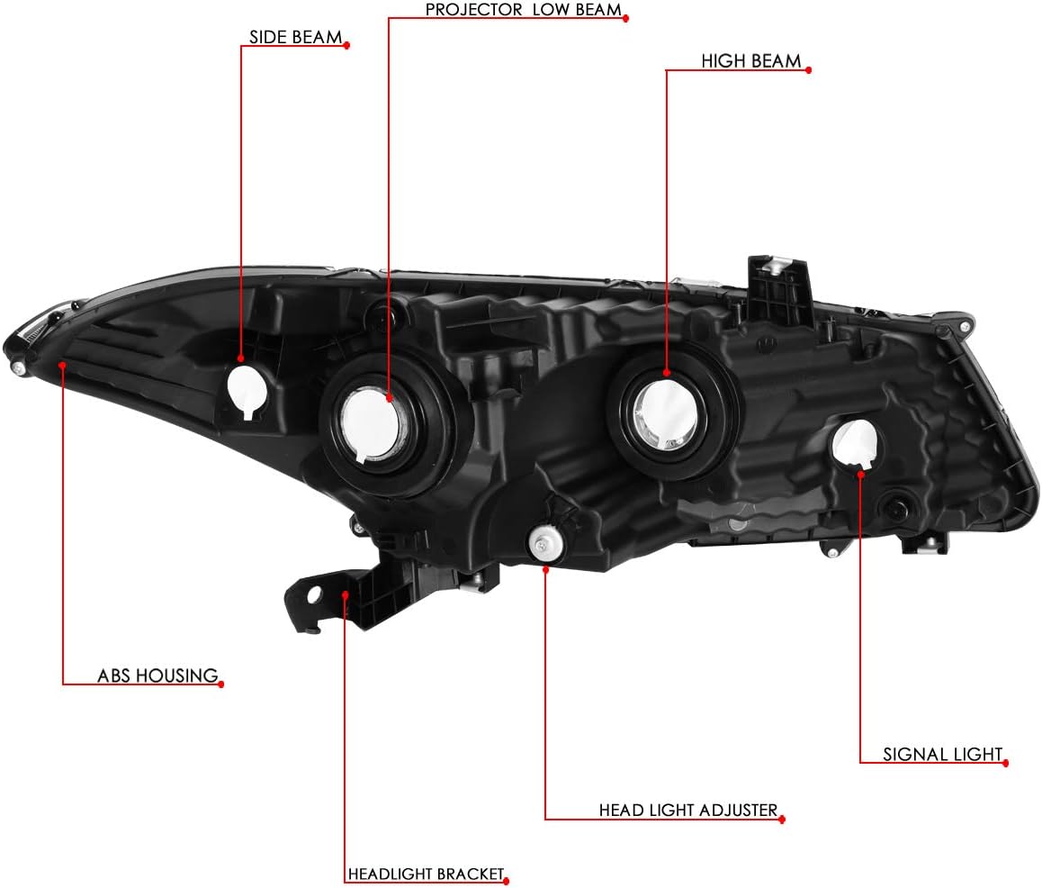 DNA MOTORING HL-OH-HA082D-BK-CL1-T2 Black Housing OE Style Projector Headlights Replacement Compatible with 08-12 Honda Accord 2-Dr Coupe