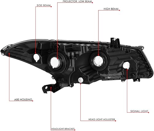 Miniatura 6 de DNA MOTORING HL-OH-HA082D-SM-CL1-T2 - Faros delanteros de proyector estilo OE compatibles con 08-12 Accord 2Dr Coupe