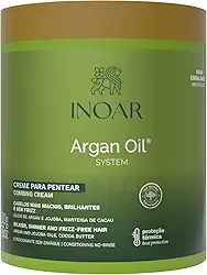 Inoar, Argan Oil, Creme para Pentear Finalizador, Hidratação e Antifrizz, Óleo de Argan, Jojoba e Manteiga de Cacau, Para Todos os Tipos de Cabelos, 500g