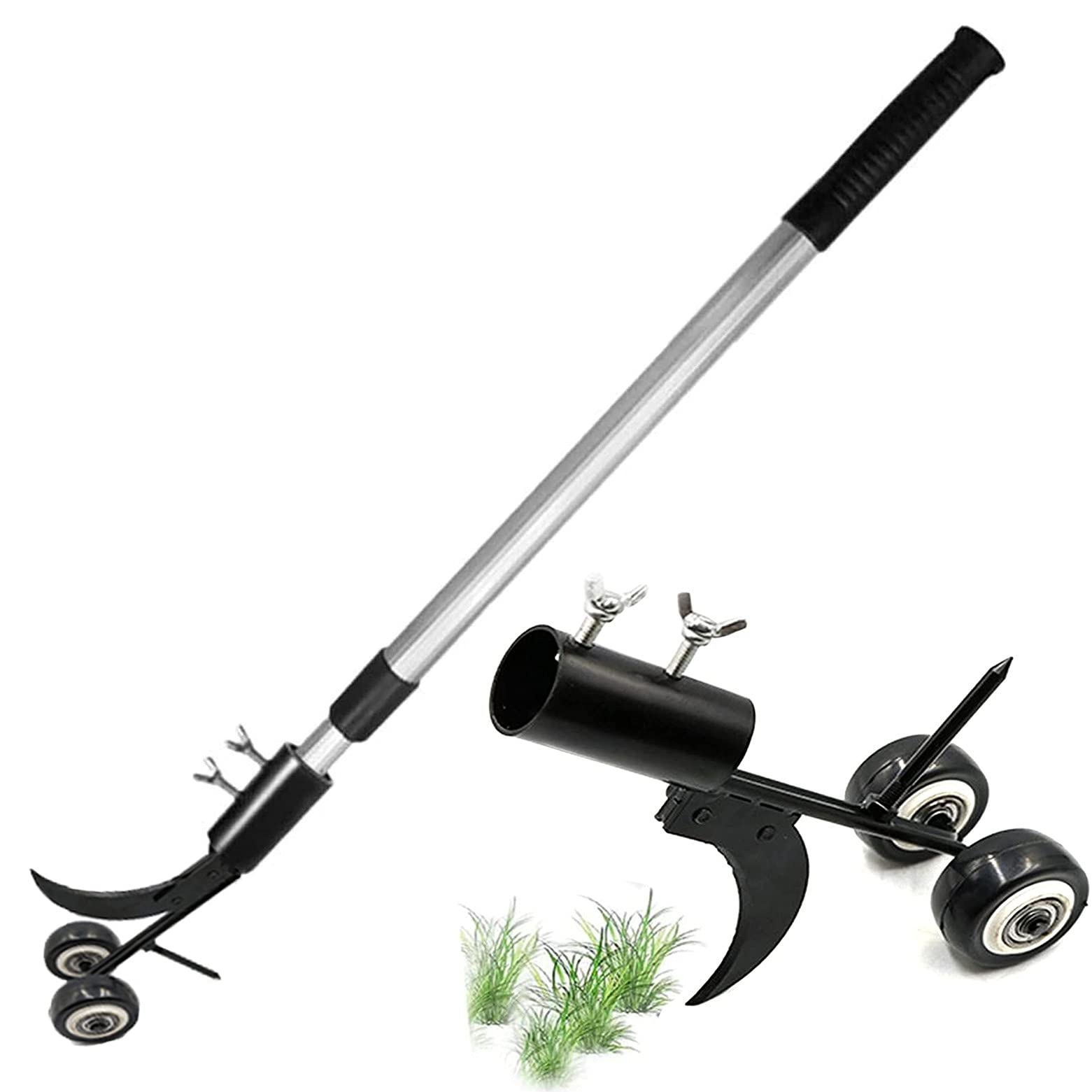 2 in 1 Desherbeur Telescopique,Outil De Désherbage De Terrasse,Désherbeurs Manuels avec Roues,Longueur Évolutive 56-95CM,pour Jardin, Patio, Allées Et Trottoirs