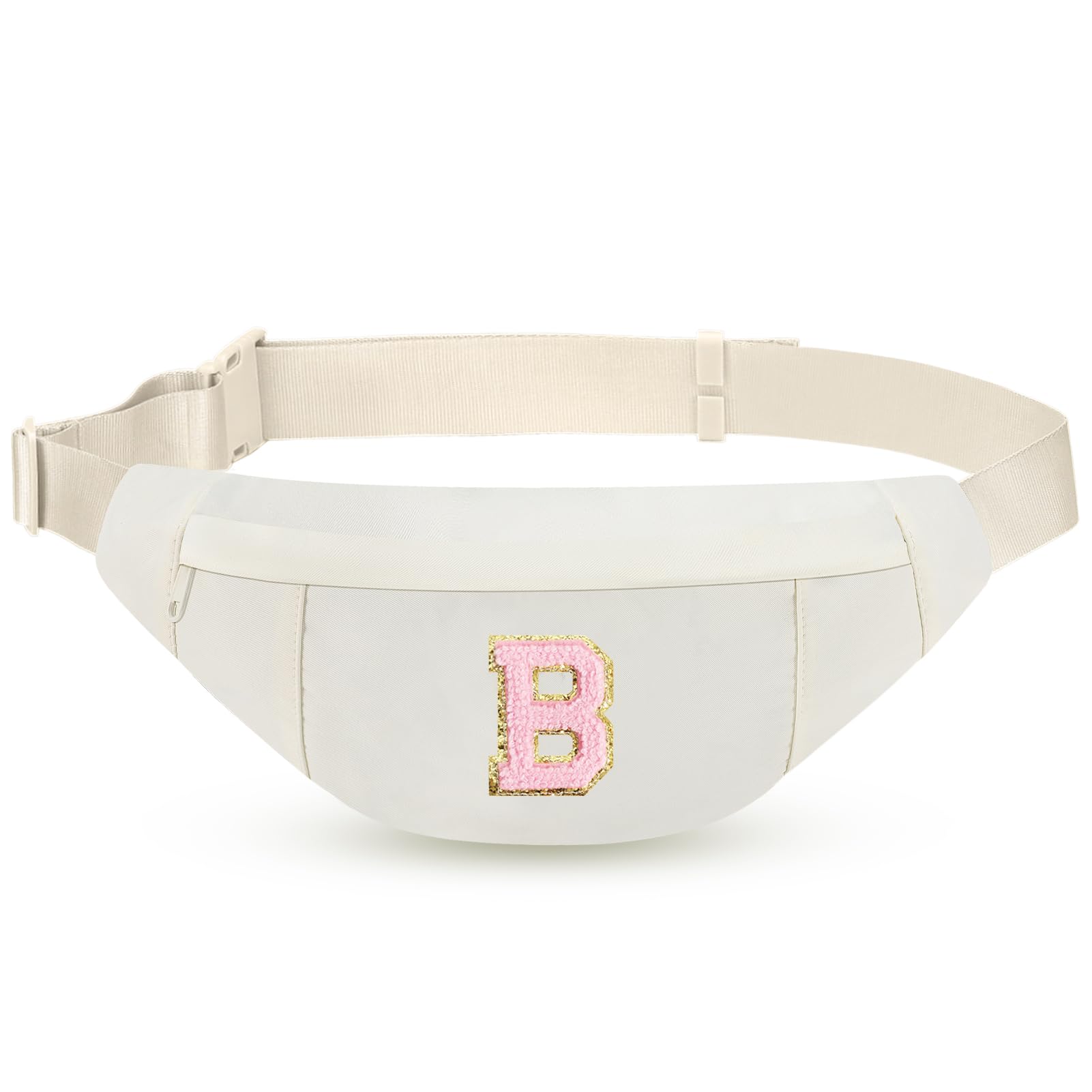 MAXTOP Personalized Birthday Gift for Women Men Large Initial Fanny Pakck Crossbody Belt Bag Carrying All Size Phones,Beige B