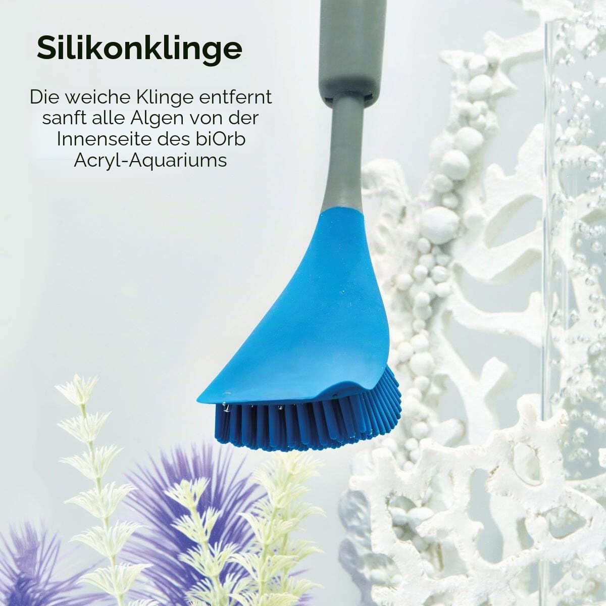 biOrb 55249 Multi-Reiniger, blau - Aquarium Pflegemittel aus Silikon, Luftsäulenreiniger für schonende Reinigung von Acryl-Glas