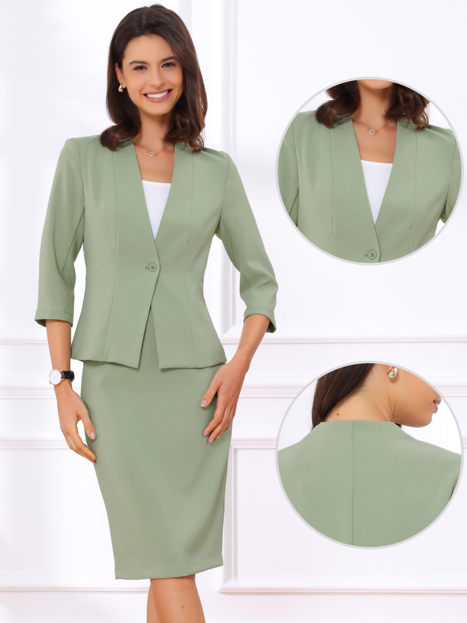Allegra K Damen Rock & Blazer Kombinationen Kostüm - Set
