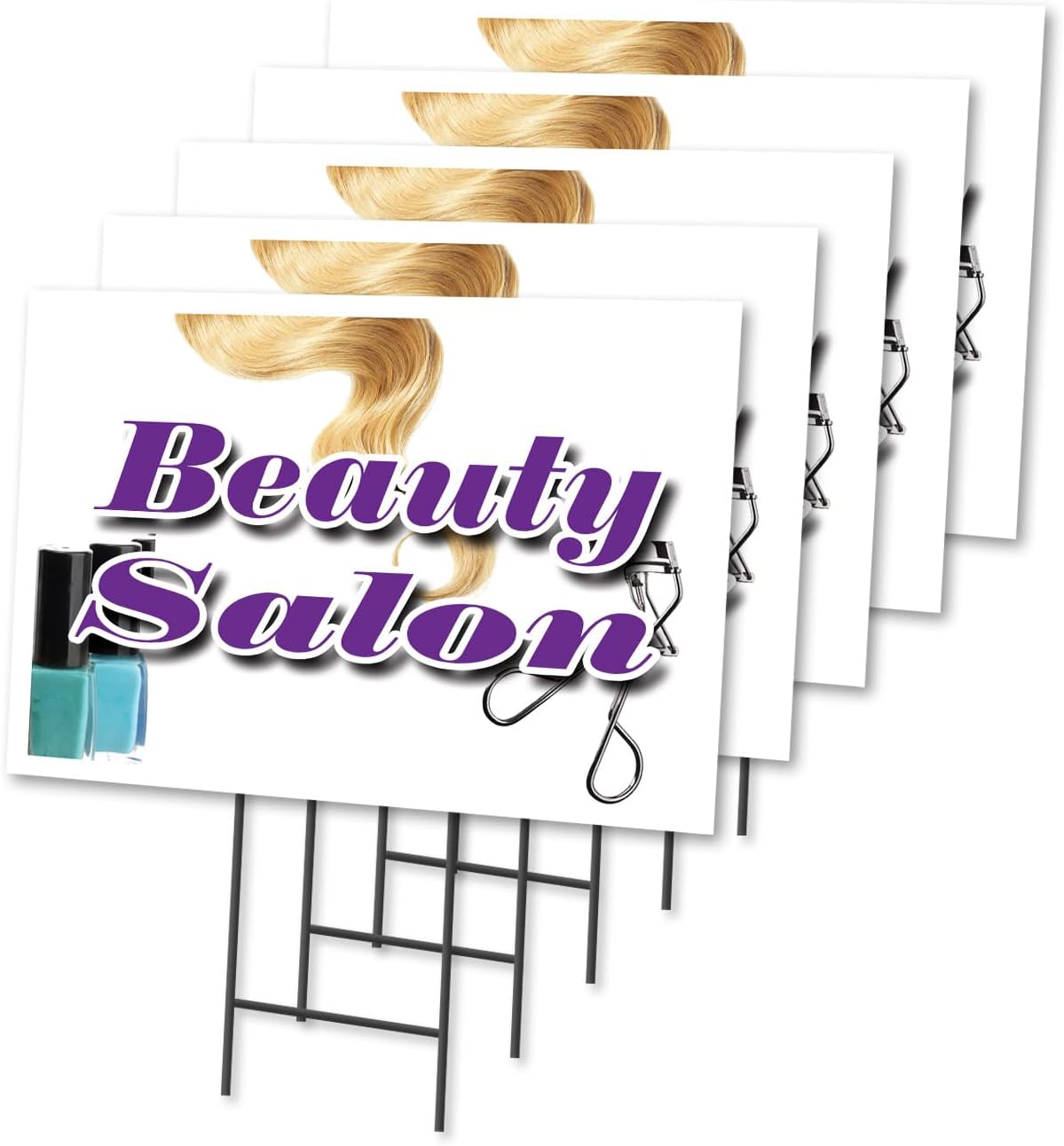 Beauty Salon 2 Pack of 12" x 16" Yard Sign & Stake | Advertise Your Business | Stake Included Image On Front Only | Made in The USA