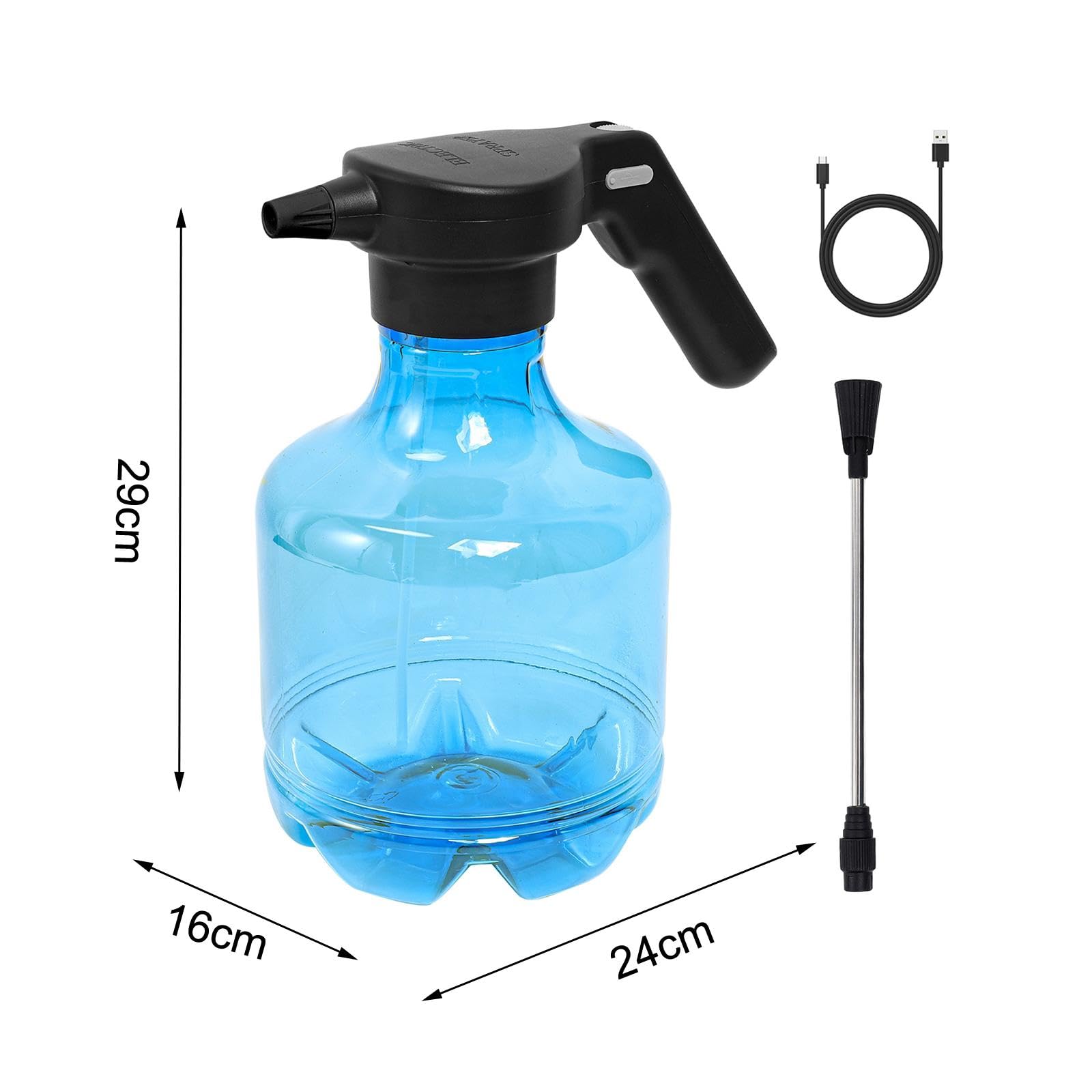 Flacone Spray Elettrico da 3 Litri, Spruzzatore d'Acqua, Nebulizzatore Automatico per Piante, Ugello Nebulizzatore Regolabile per Piante, Giardino, Blu