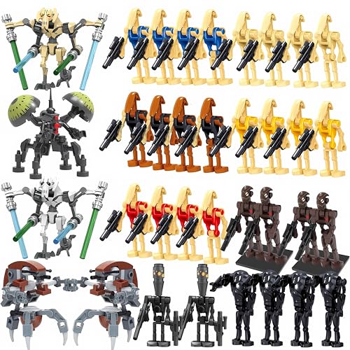 Toysvill Battle Robots Building Block Set, 35 PCS Military Droid Minifigures with Weapons,...