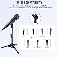 Vista 4 de Soporte de micrófono de escritorio, trípode plegable portátil para micrófono con clip de micrófono, soporte de micrófono de mesa ajustable para Blue