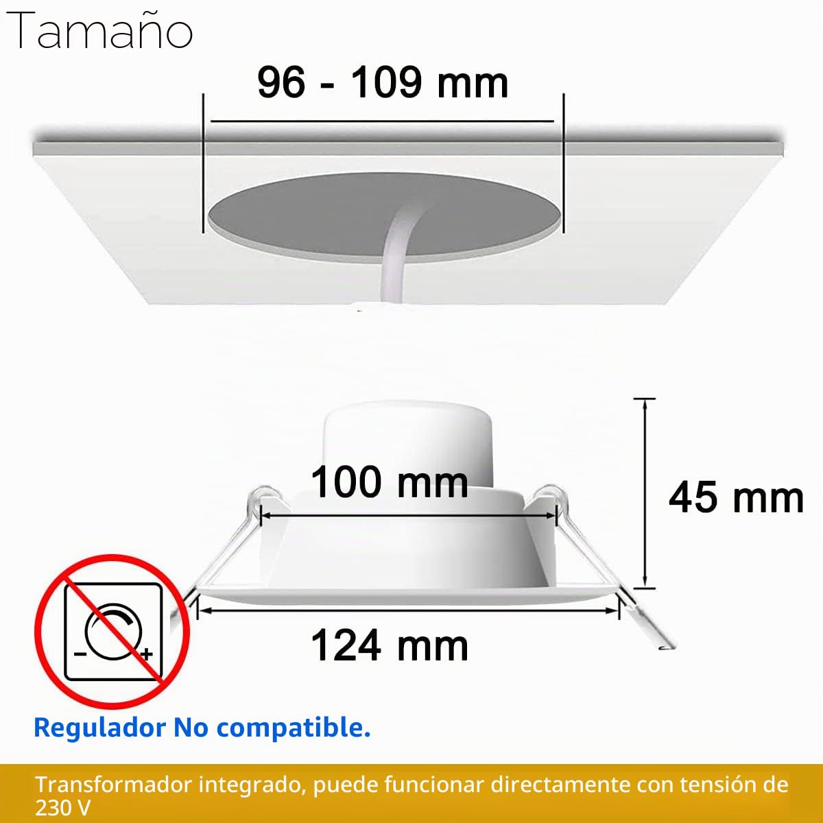 iLC Inteligente Alexa Foco Empotrable LED 10W (equivalente a 80W), Compatible con Alexa (se necesitan dispositivos Echo), Ø95-110mm, 2700K-6000K Downlight Plafón Luz de Techo (6 unidades)