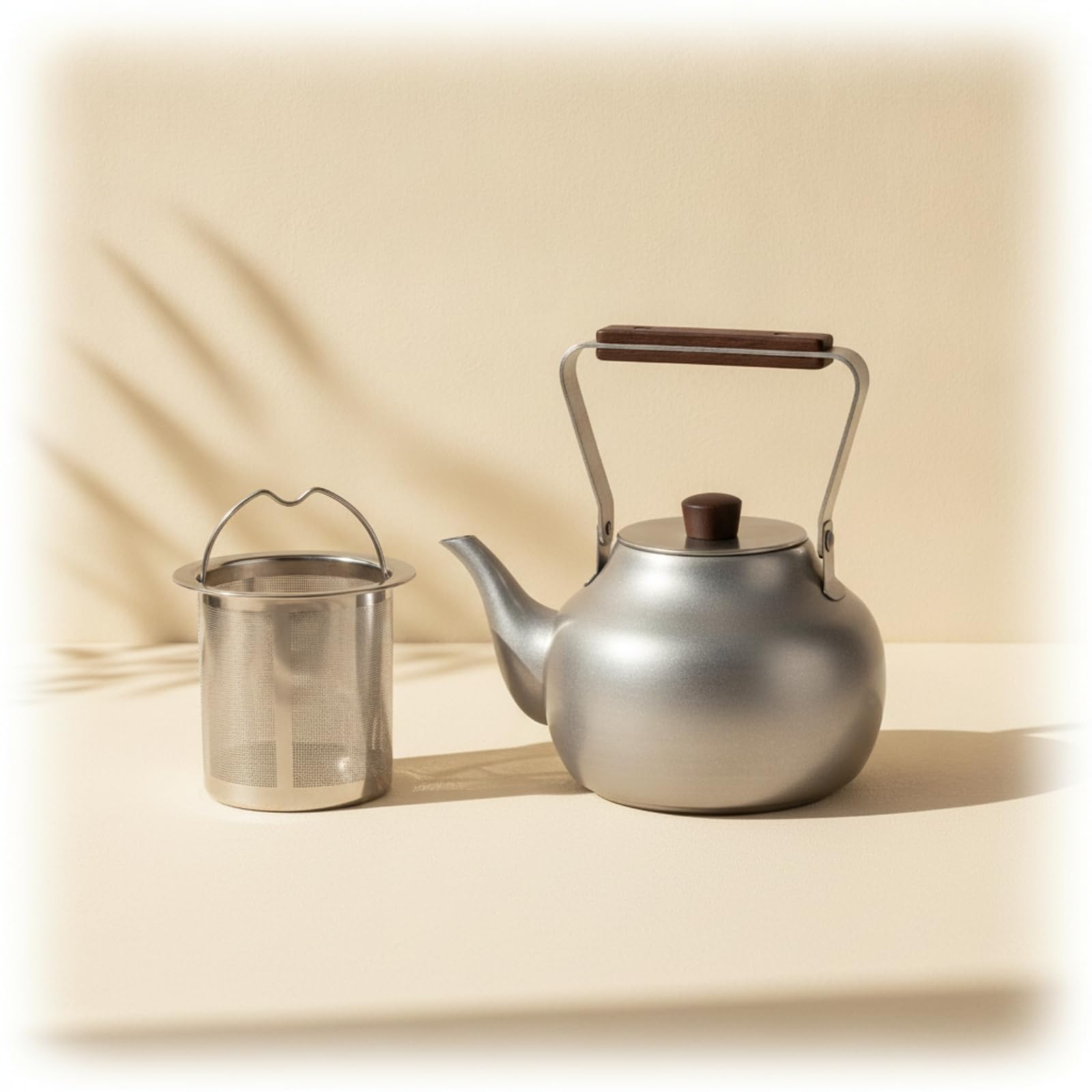 Tetera de Acero Inoxidable 304 con Curvo, Gris, Gris, Tetera Retro Sin Filtro De Té