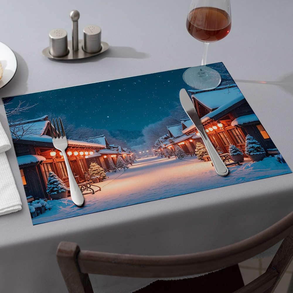 Sets de table village enneigé pour retrouver la magie des souvenirs d'enfance